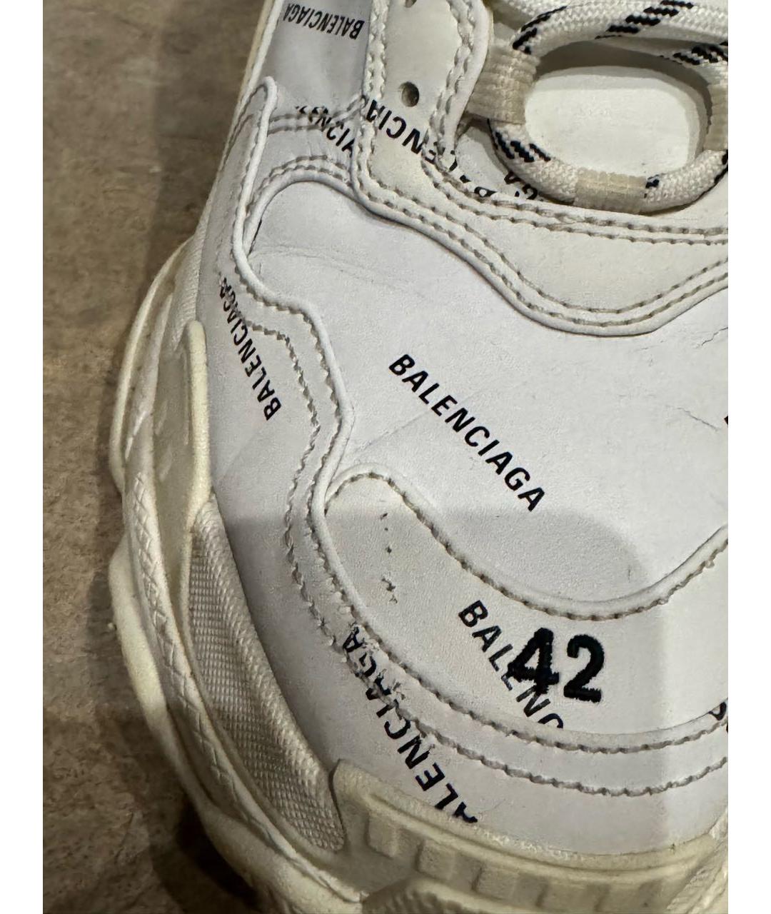 BALENCIAGA Белые низкие кроссовки / кеды из искусственной кожи, фото 5