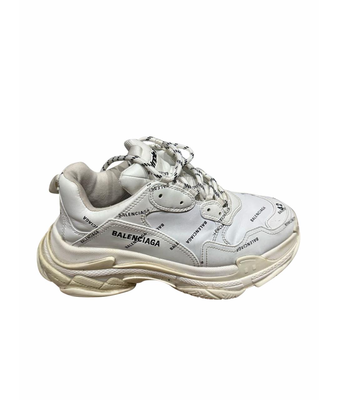 BALENCIAGA Белые низкие кроссовки / кеды из искусственной кожи, фото 1