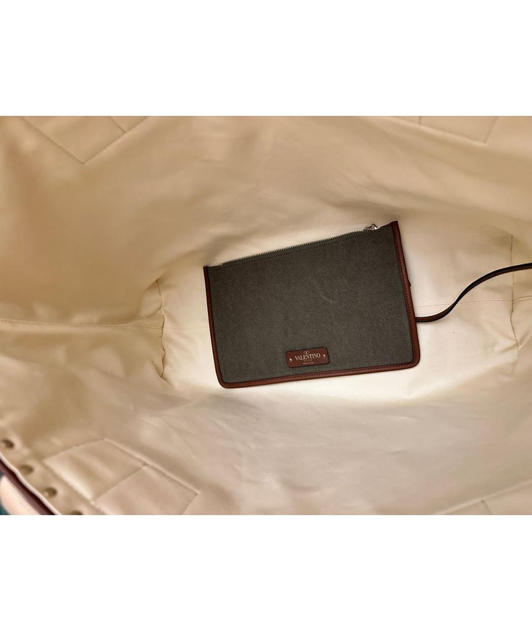 VALENTINO Хаки тканевая сумка тоут, фото 4