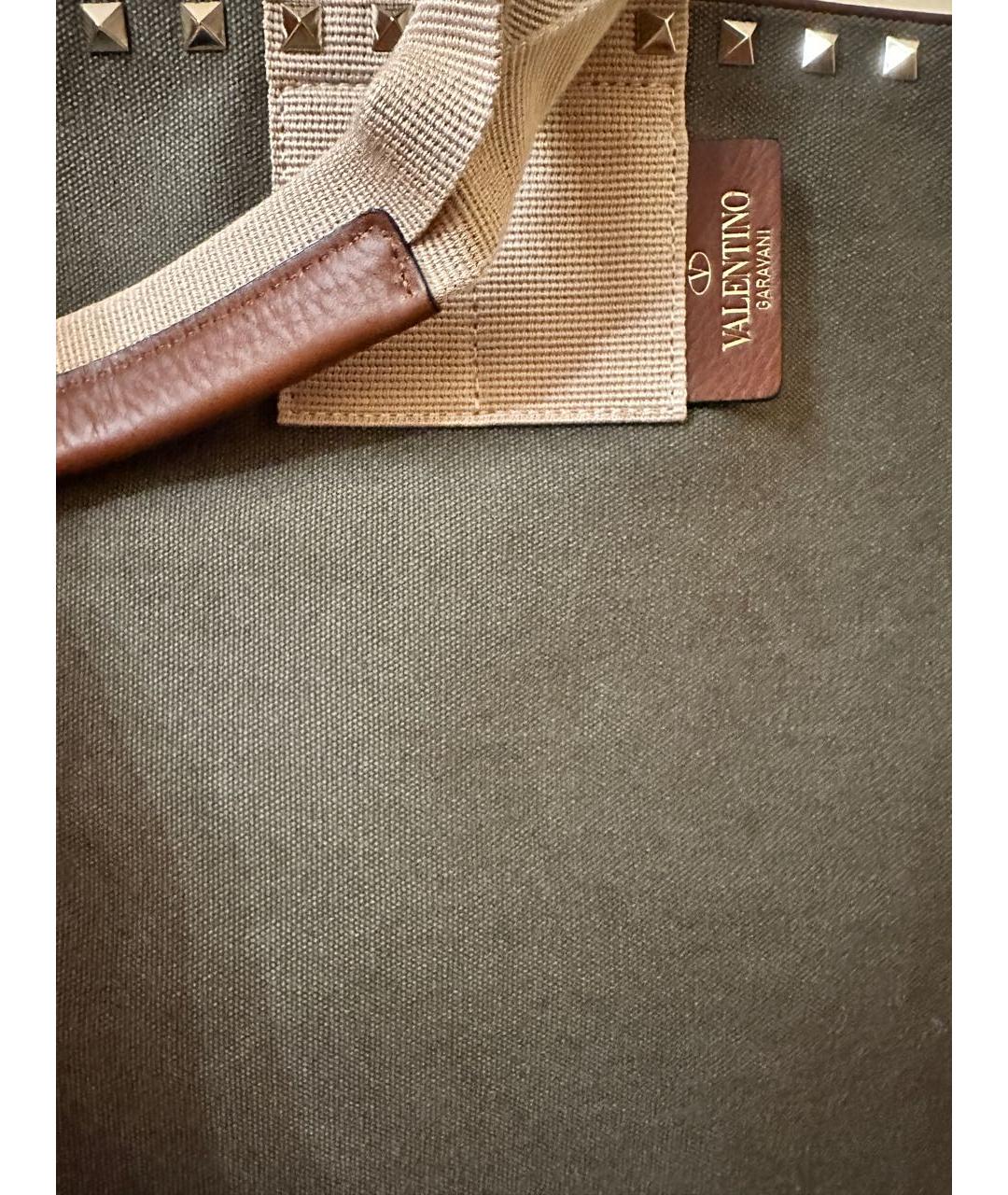 VALENTINO Хаки тканевая сумка тоут, фото 5