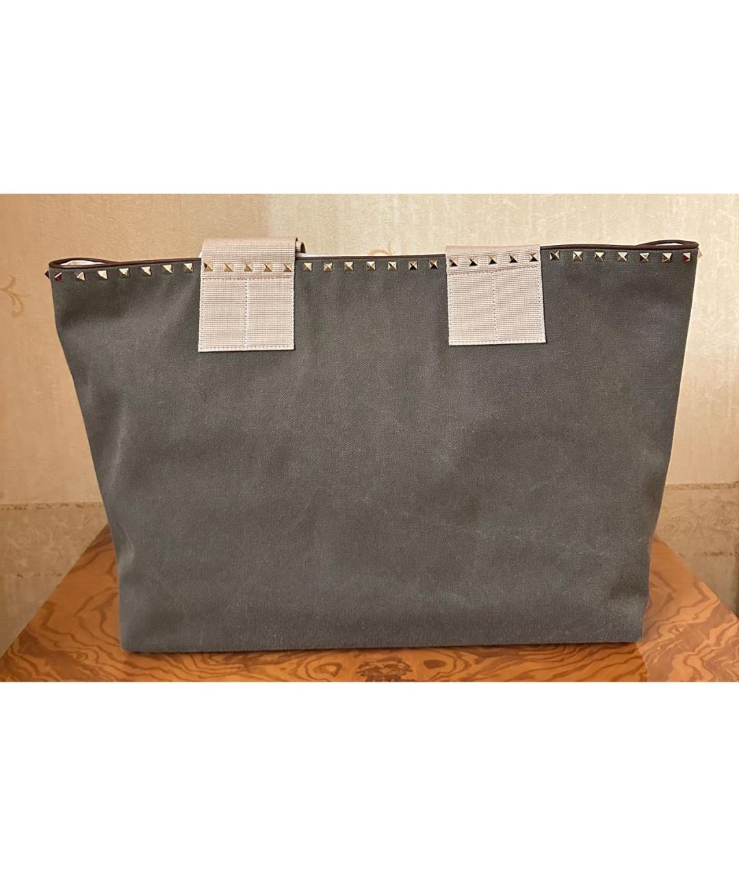 VALENTINO Хаки тканевая сумка тоут, фото 2