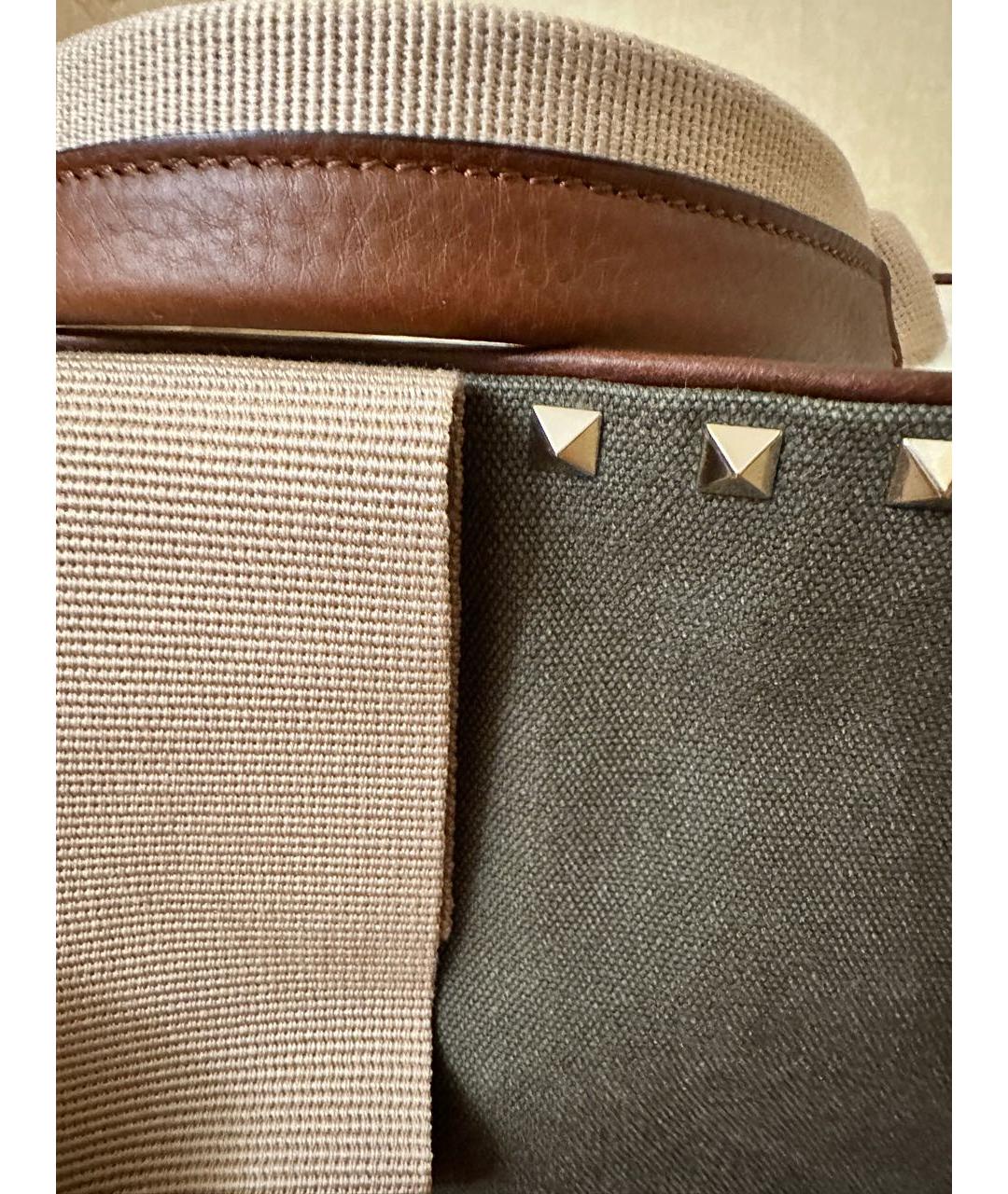 VALENTINO Хаки тканевая сумка тоут, фото 6