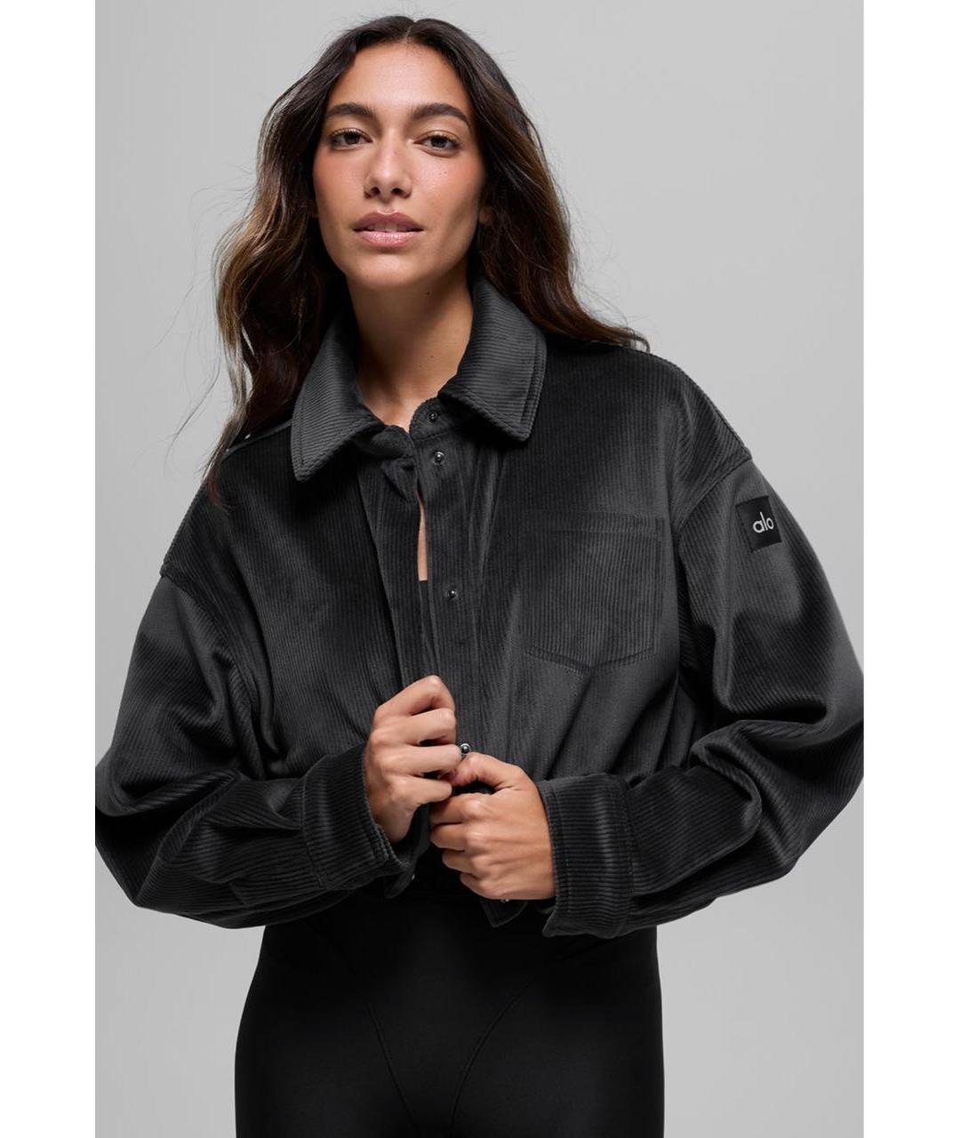 ALO YOGA Черная велюровая куртка, фото 5
