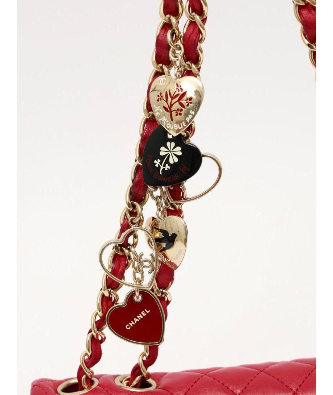 CHANEL Красная кожаная сумка через плечо, фото 7