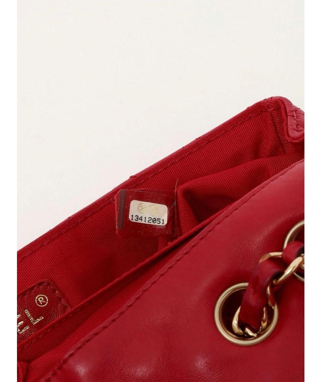 CHANEL Красная кожаная сумка через плечо, фото 4