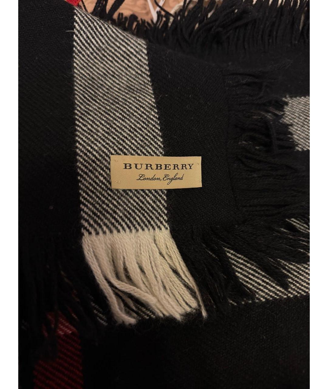 BURBERRY Черный шерстяной шарф, фото 3