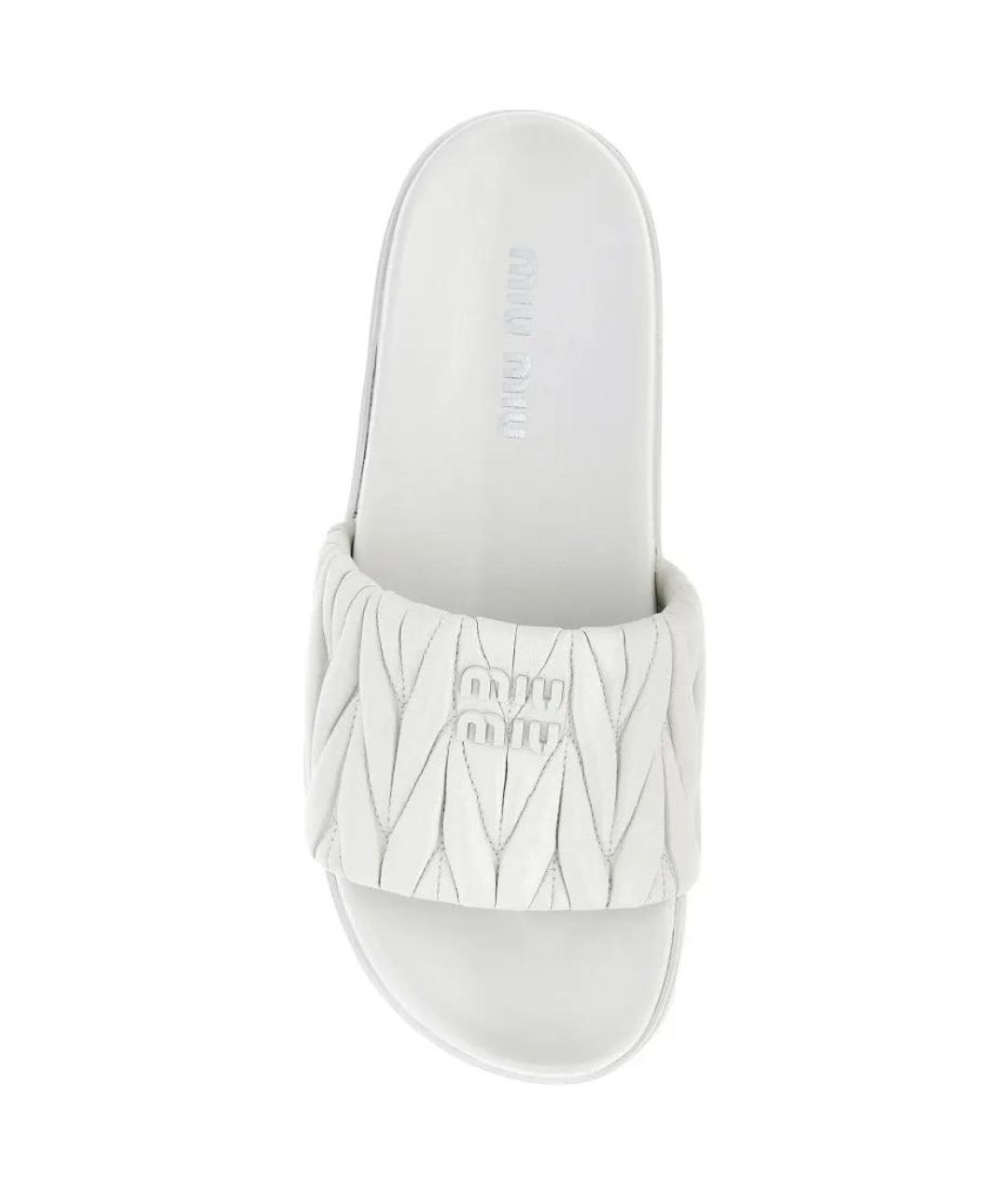 MIU MIU Белые кожаные шлепанцы, фото 2
