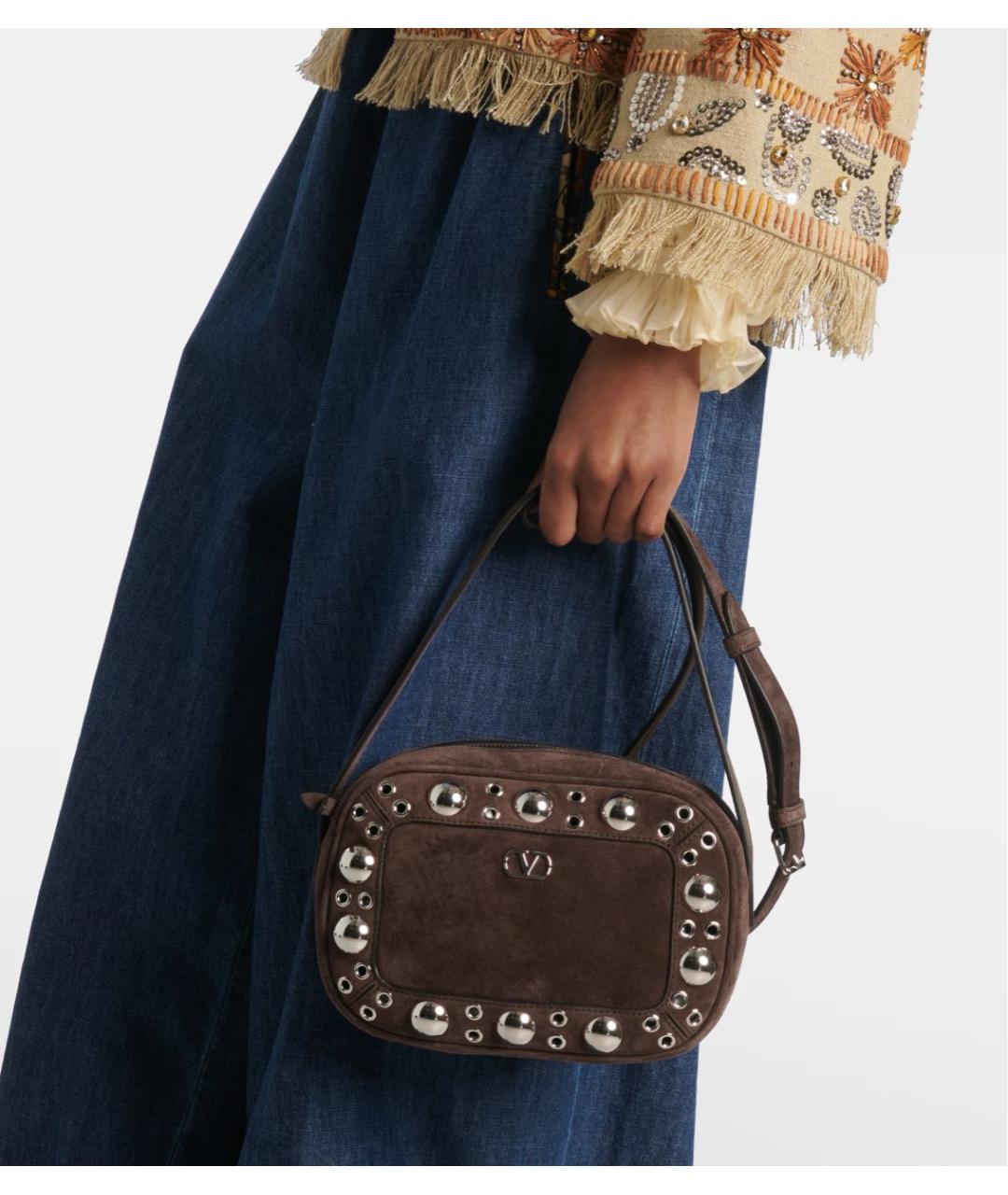 VALENTINO Коричневая замшевая сумка через плечо, фото 2