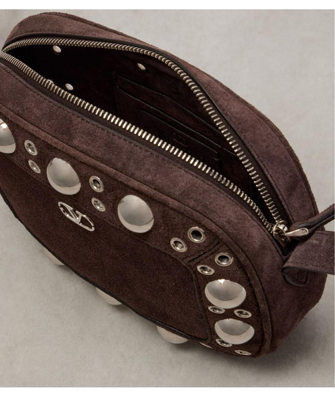 VALENTINO Коричневая замшевая сумка через плечо, фото 4