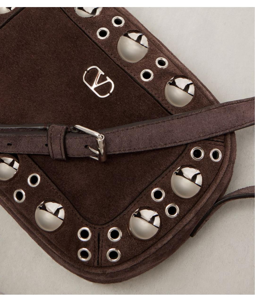 VALENTINO Коричневая замшевая сумка через плечо, фото 6