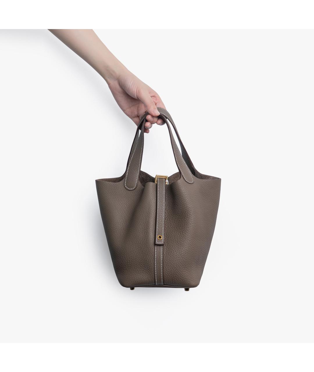 HERMES Кожаная сумка с короткими ручками, фото 5