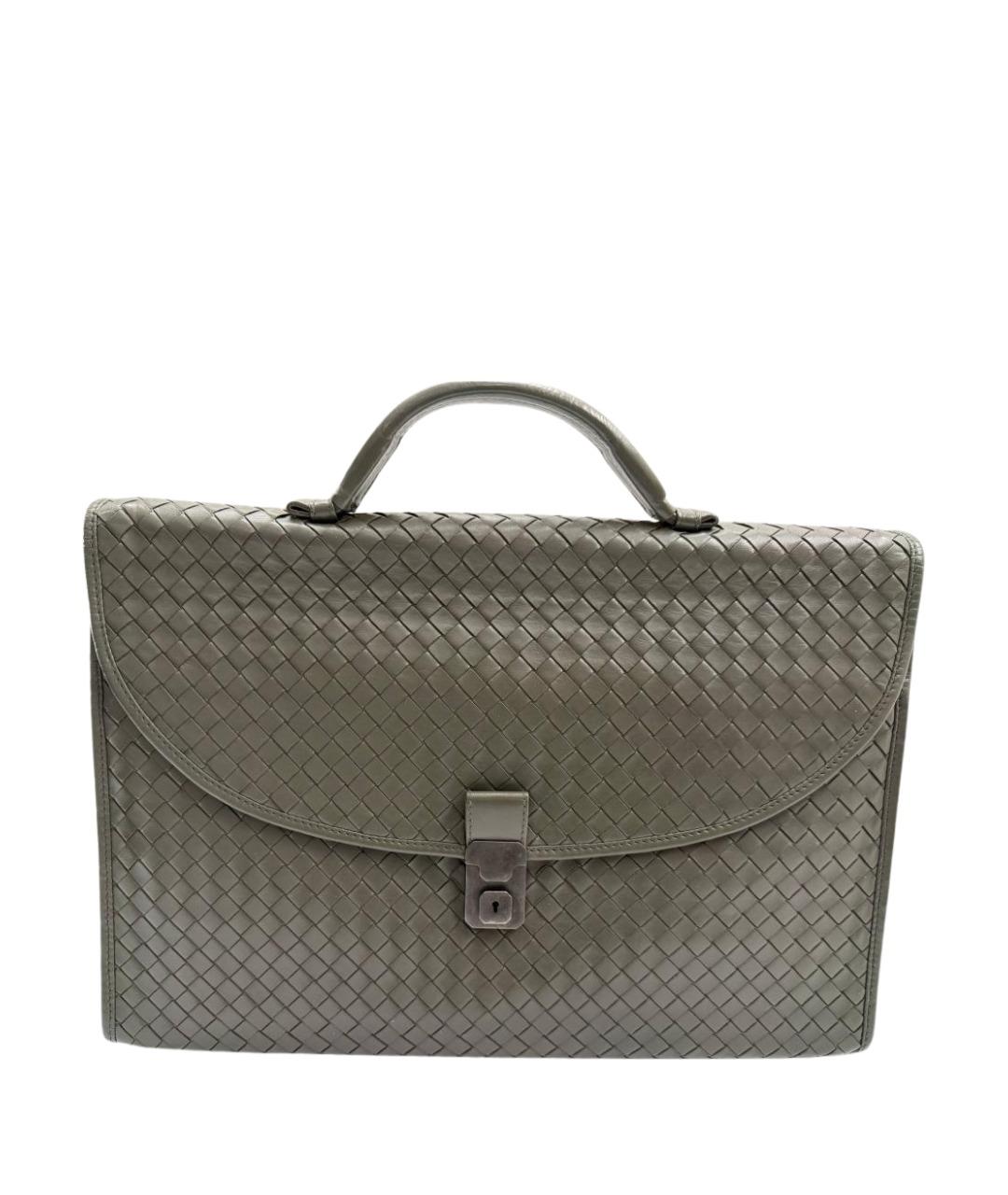 BOTTEGA VENETA Зеленый кожаный портфель, фото 1