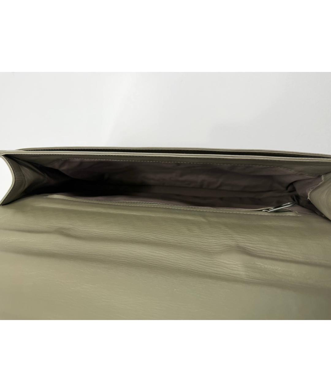 BOTTEGA VENETA Зеленый кожаный портфель, фото 9
