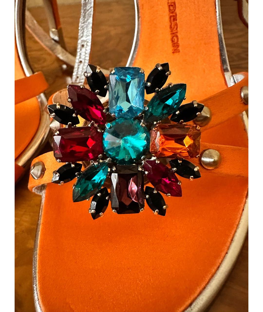 GIUSEPPE ZANOTTI DESIGN Оранжевое текстильные босоножки, фото 5