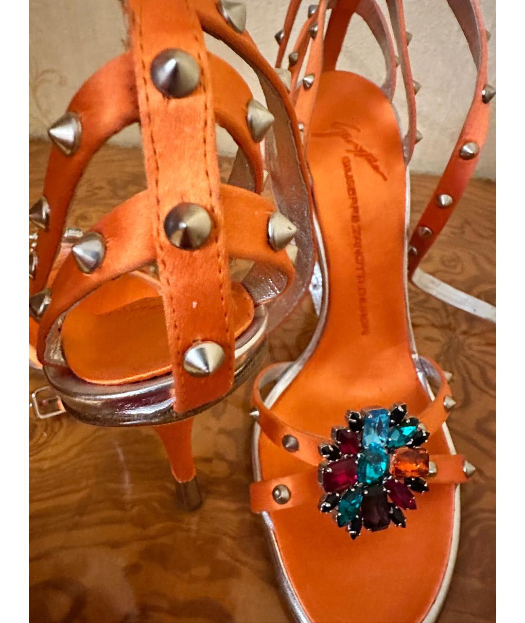 GIUSEPPE ZANOTTI DESIGN Оранжевое текстильные босоножки, фото 6