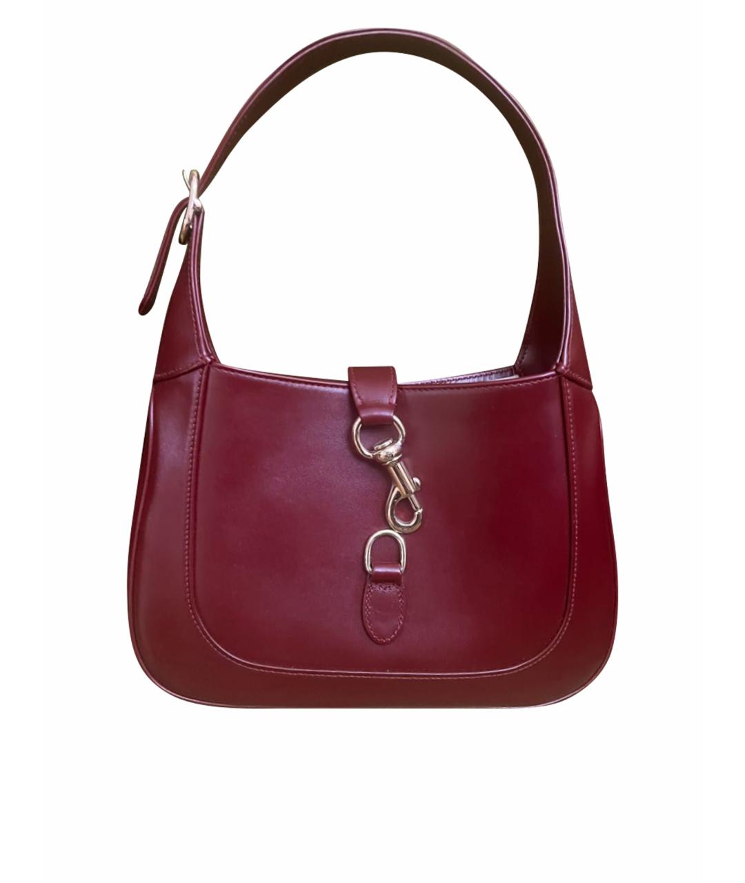 GUCCI Бордовая кожаная сумка с короткими ручками, фото 1