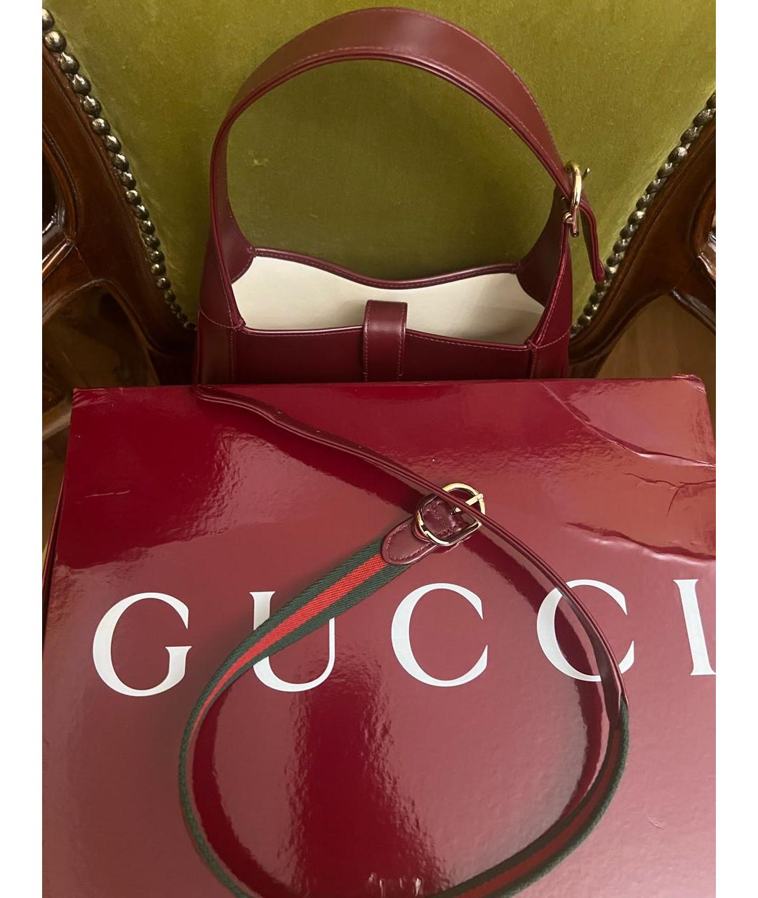 GUCCI Бордовая кожаная сумка с короткими ручками, фото 6