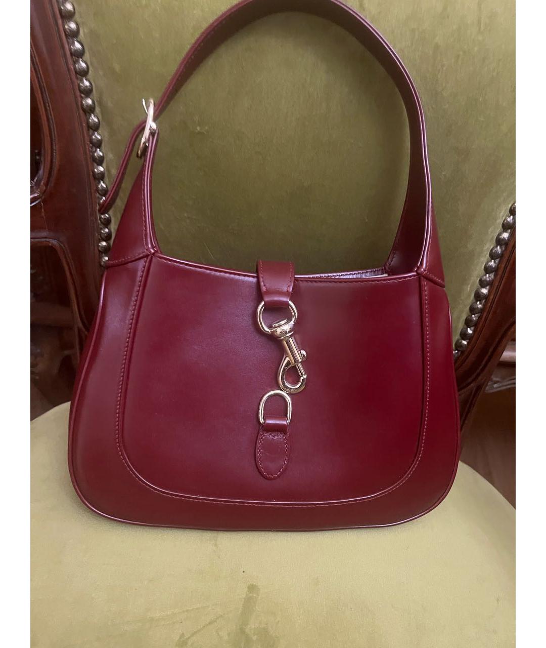 GUCCI Бордовая кожаная сумка с короткими ручками, фото 2