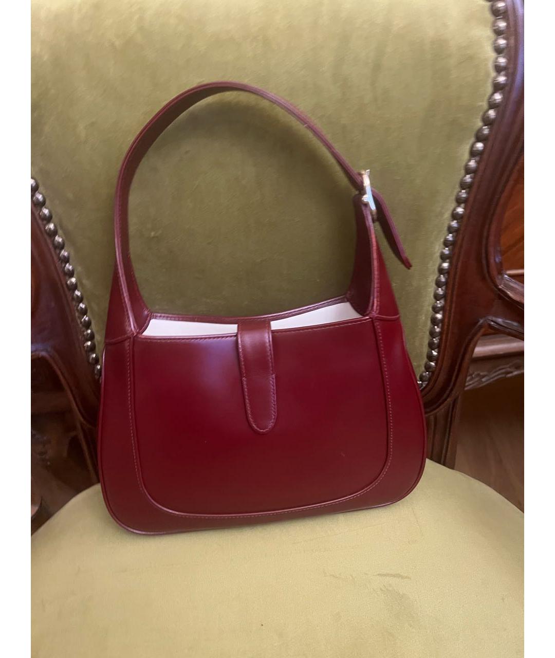 GUCCI Бордовая кожаная сумка с короткими ручками, фото 4