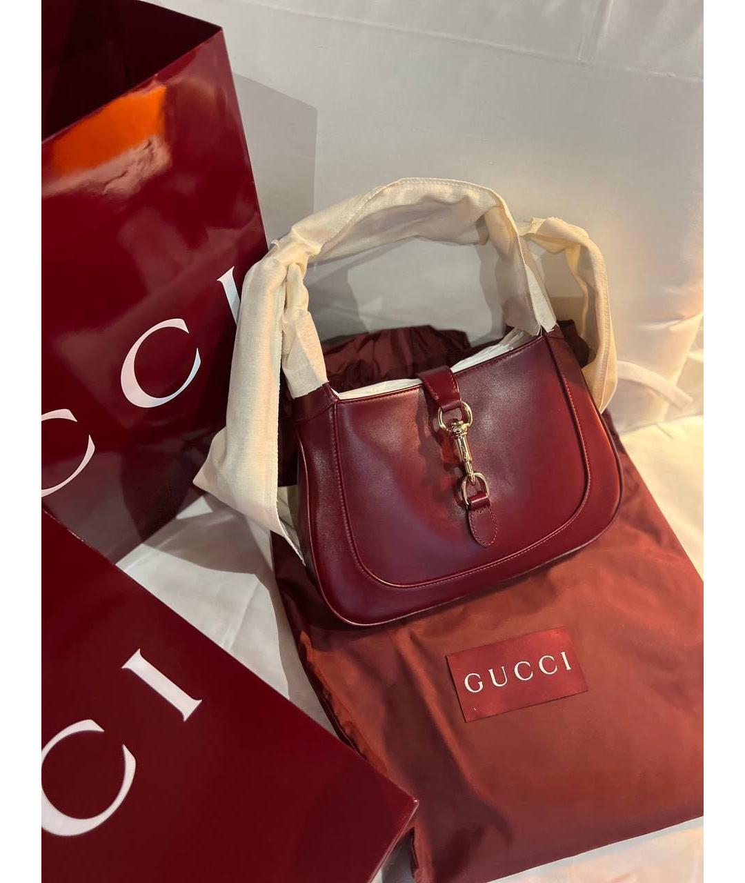 GUCCI Бордовая кожаная сумка с короткими ручками, фото 7