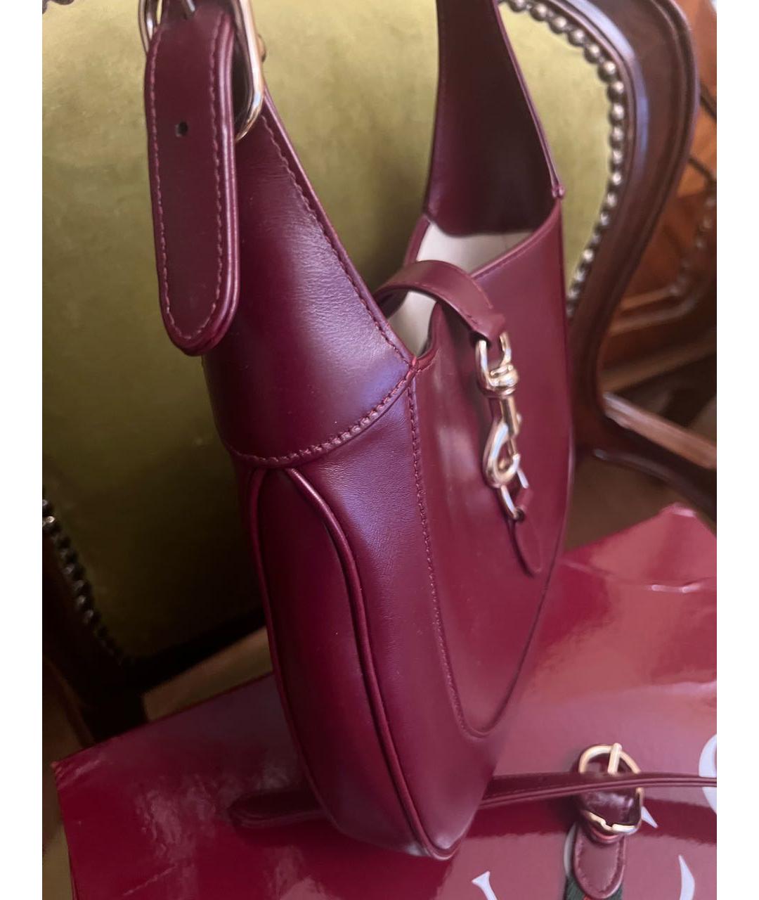 GUCCI Бордовая кожаная сумка с короткими ручками, фото 3