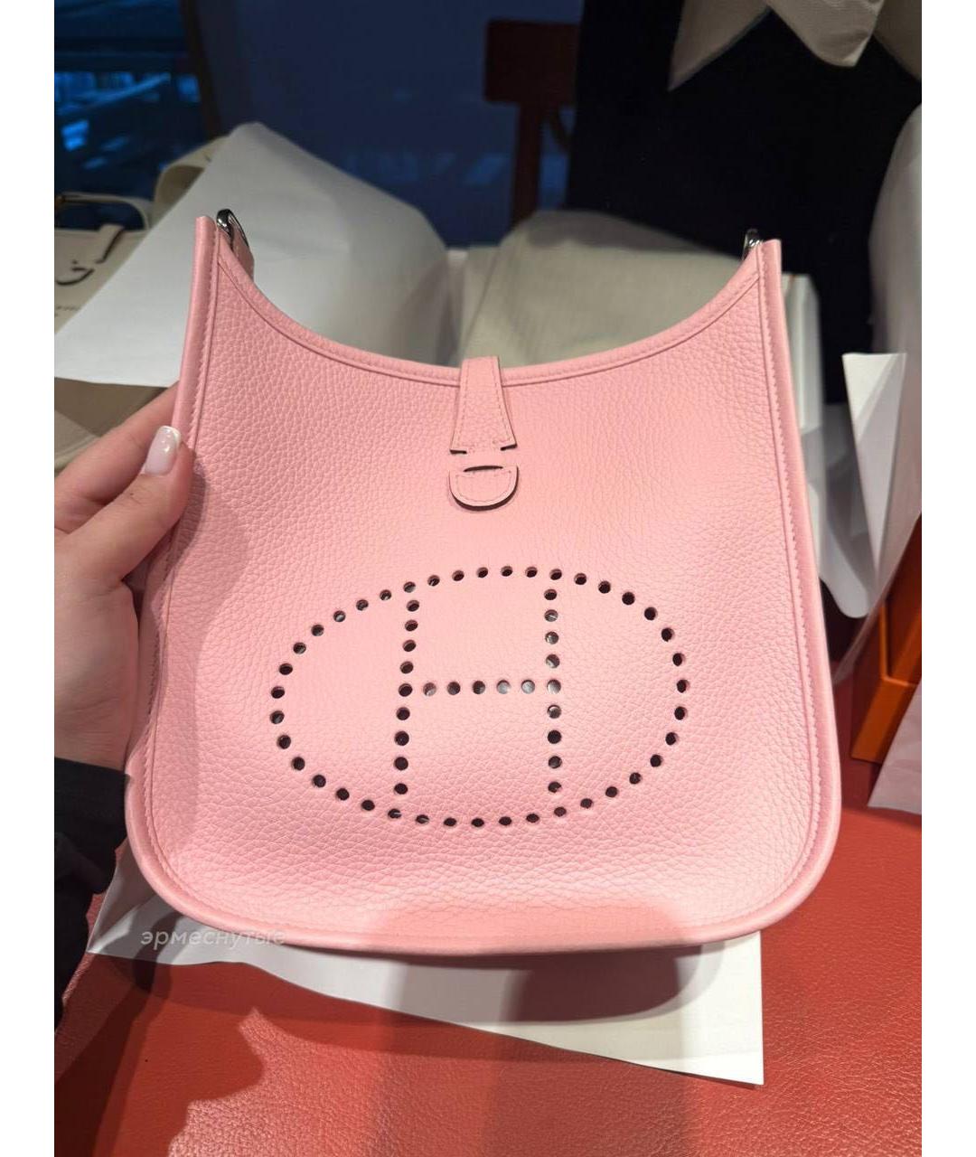 HERMES Розовая кожаная сумка через плечо, фото 4