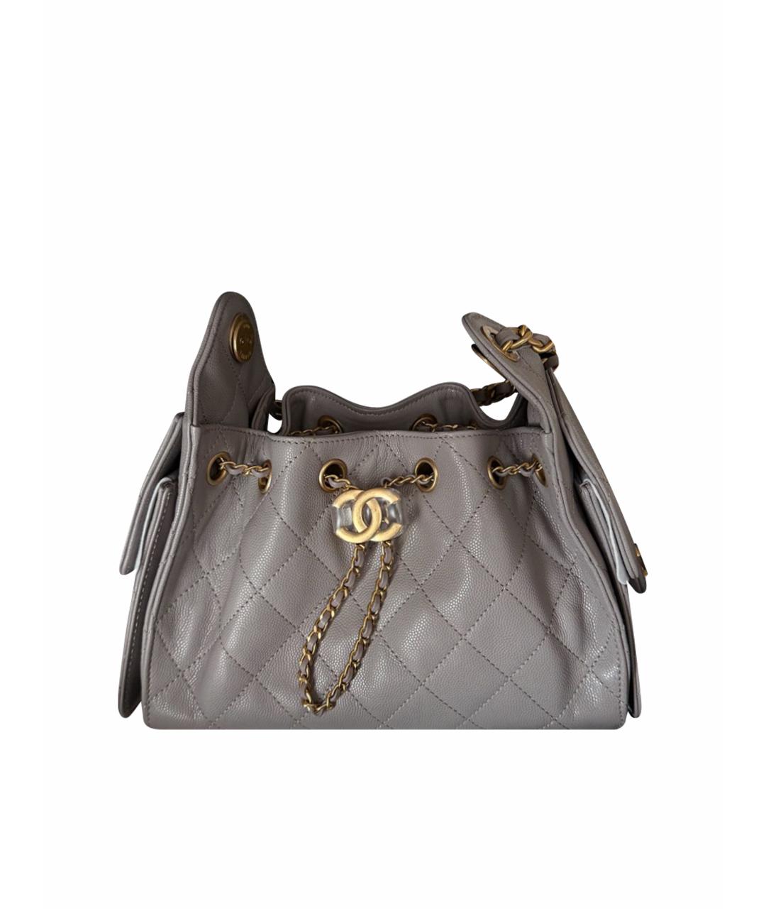 CHANEL Серая кожаная сумка через плечо, фото 1