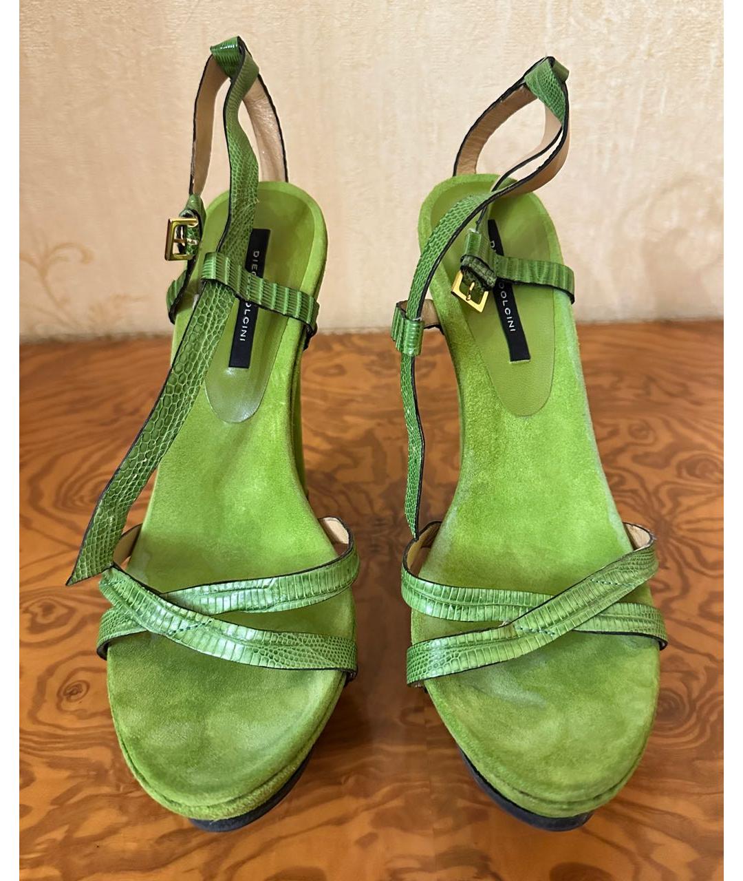 DIEGO M Салатовые замшевые босоножки, фото 2