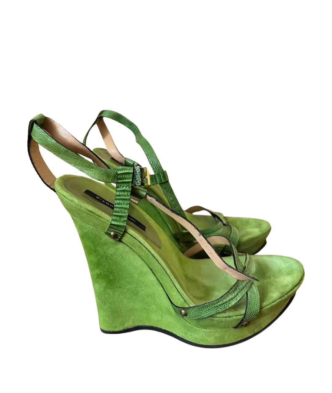DIEGO M Салатовые замшевые босоножки, фото 1