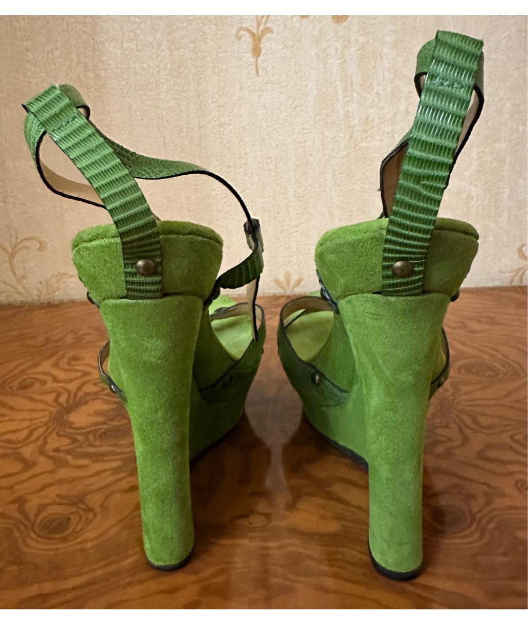 DIEGO M Салатовые замшевые босоножки, фото 4