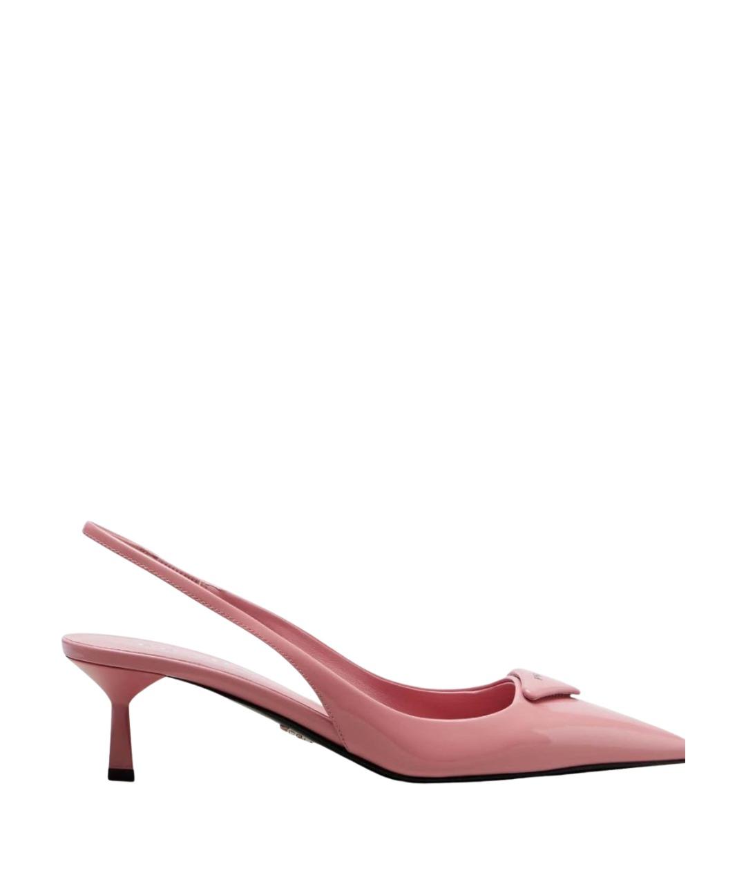 PRADA Розовые лодочки на низком каблуке из лакированной кожи, фото 1