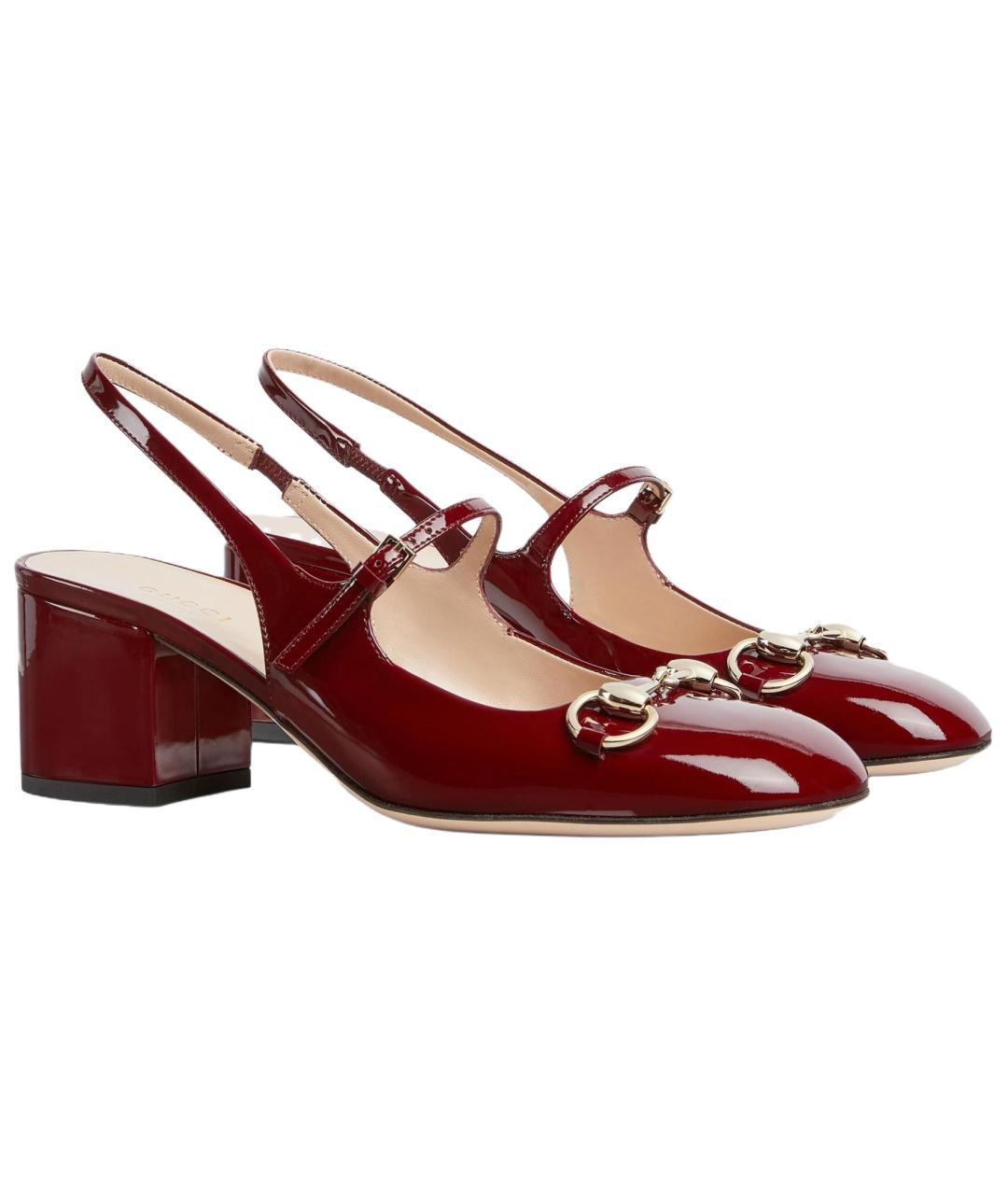 GUCCI Красные кожаные туфли, фото 3