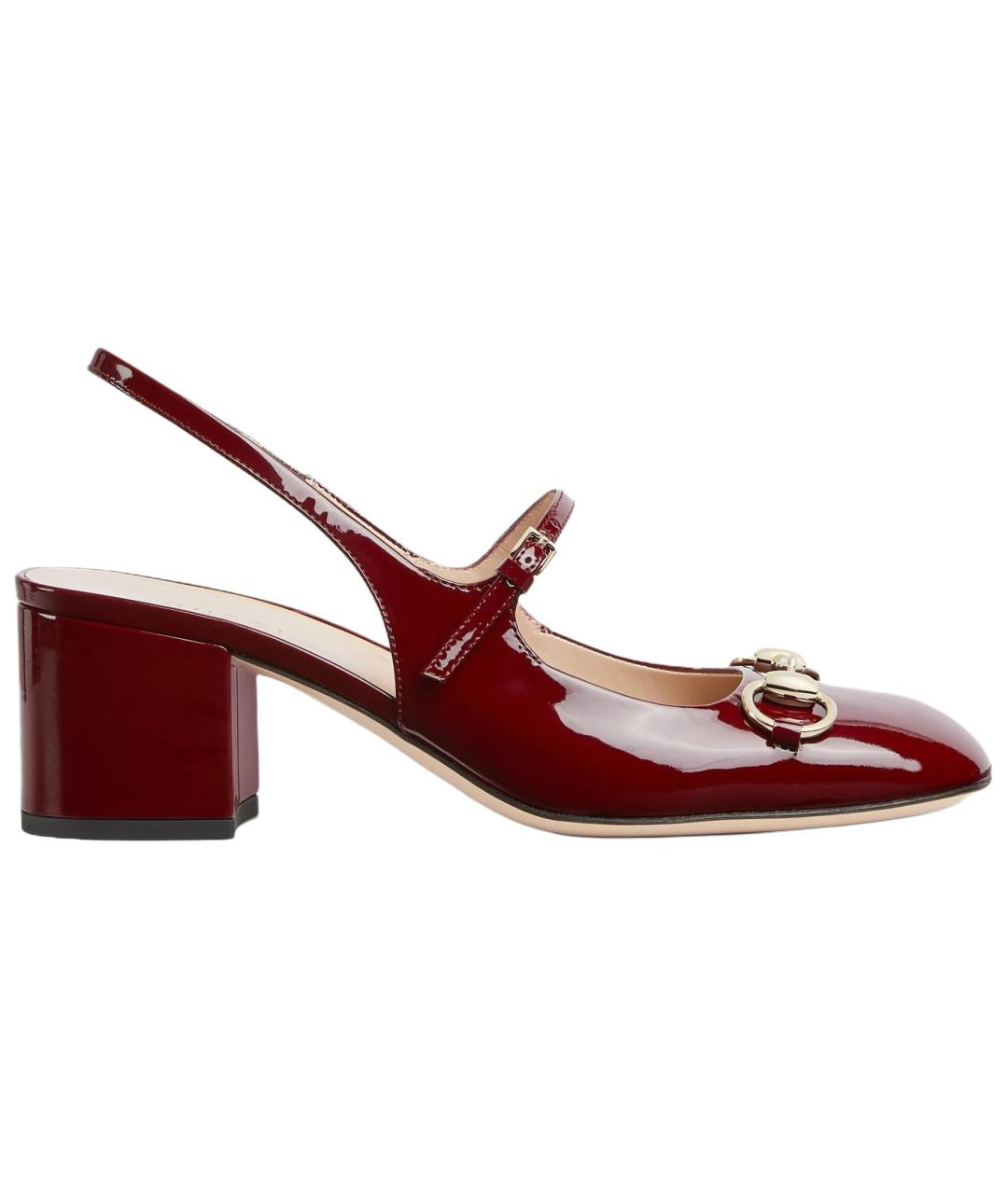 GUCCI Красные кожаные туфли, фото 1