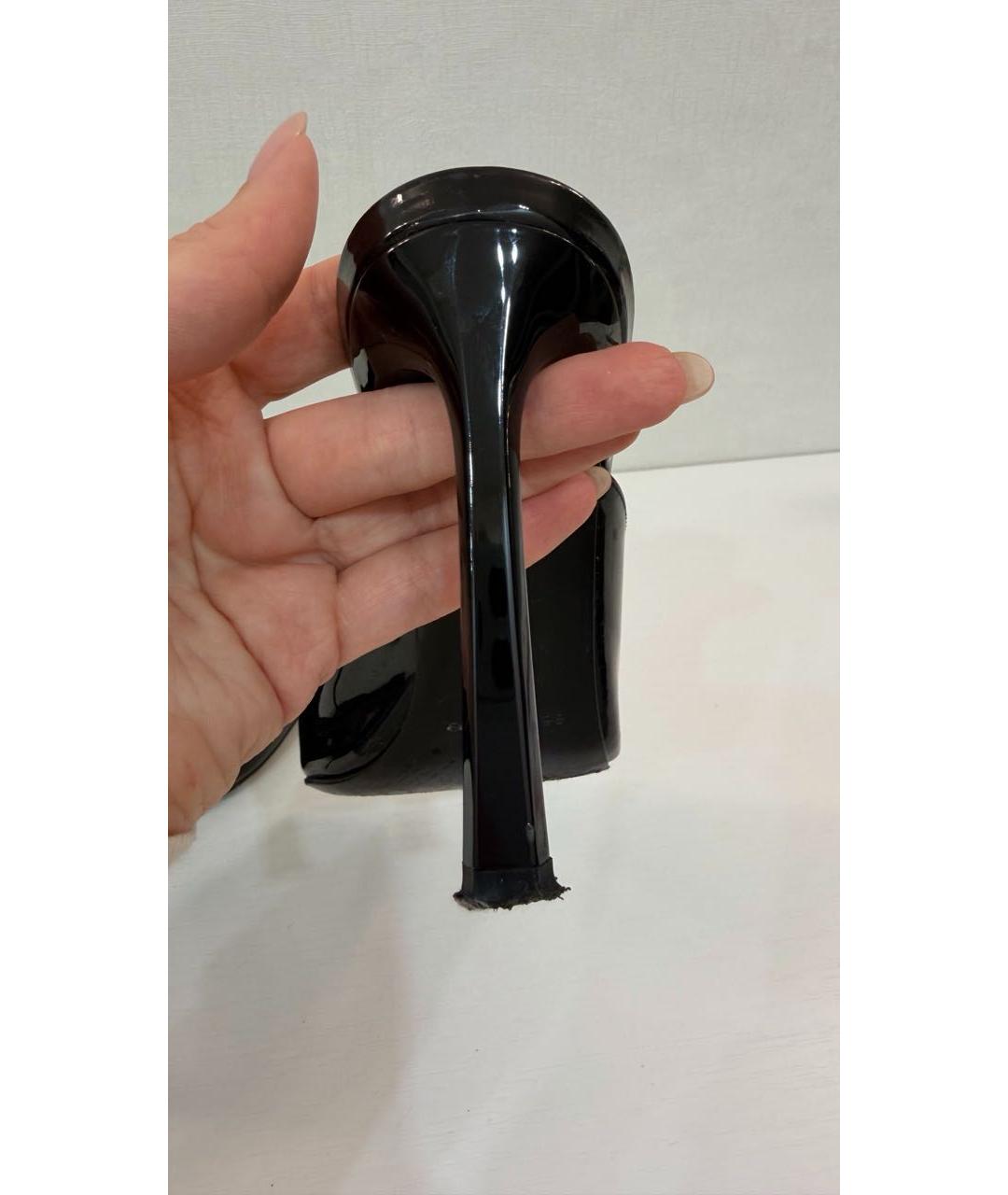 SERGIO ROSSI Черные босоножки из лакированной кожи, фото 4