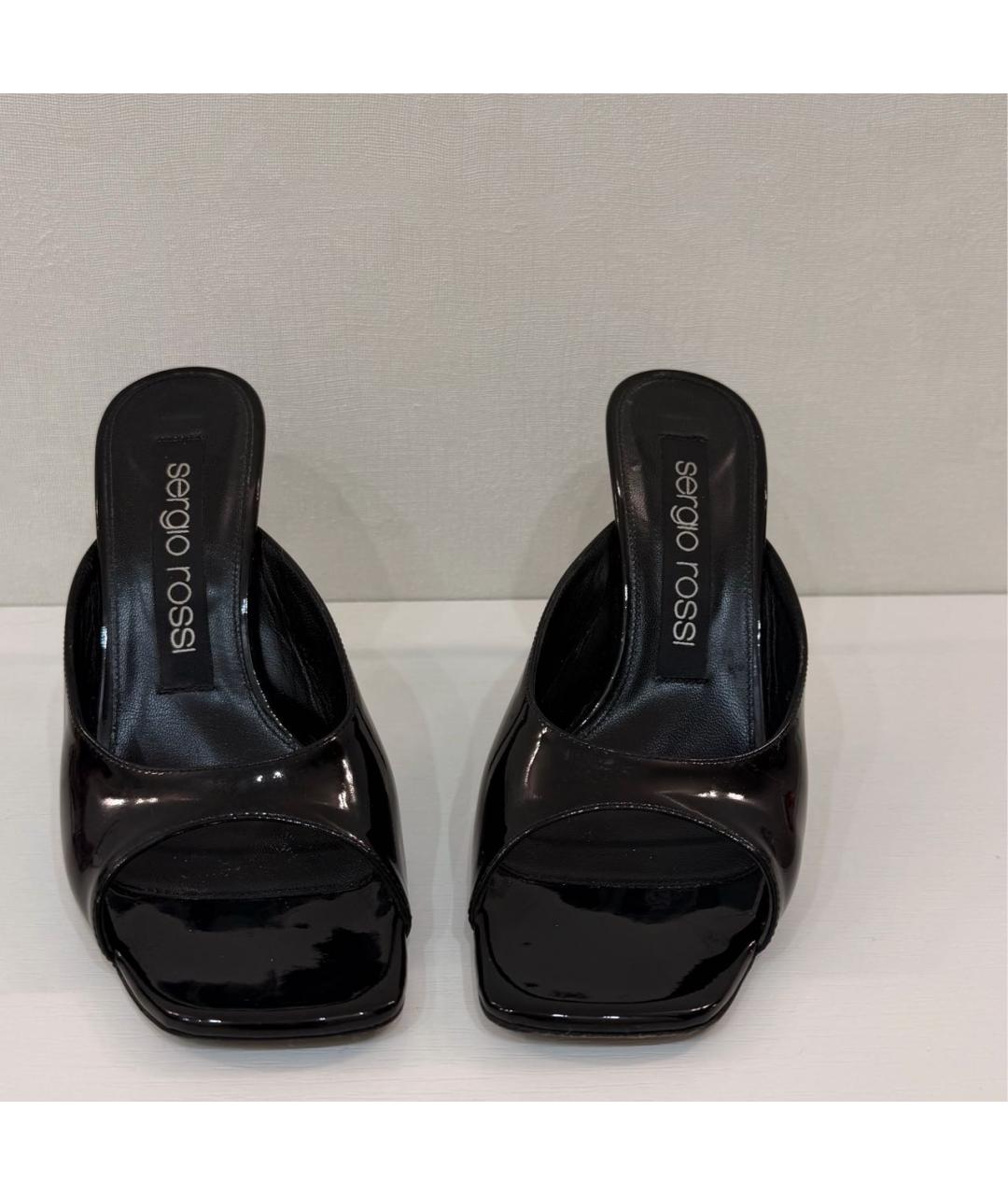 SERGIO ROSSI Черные босоножки из лакированной кожи, фото 2