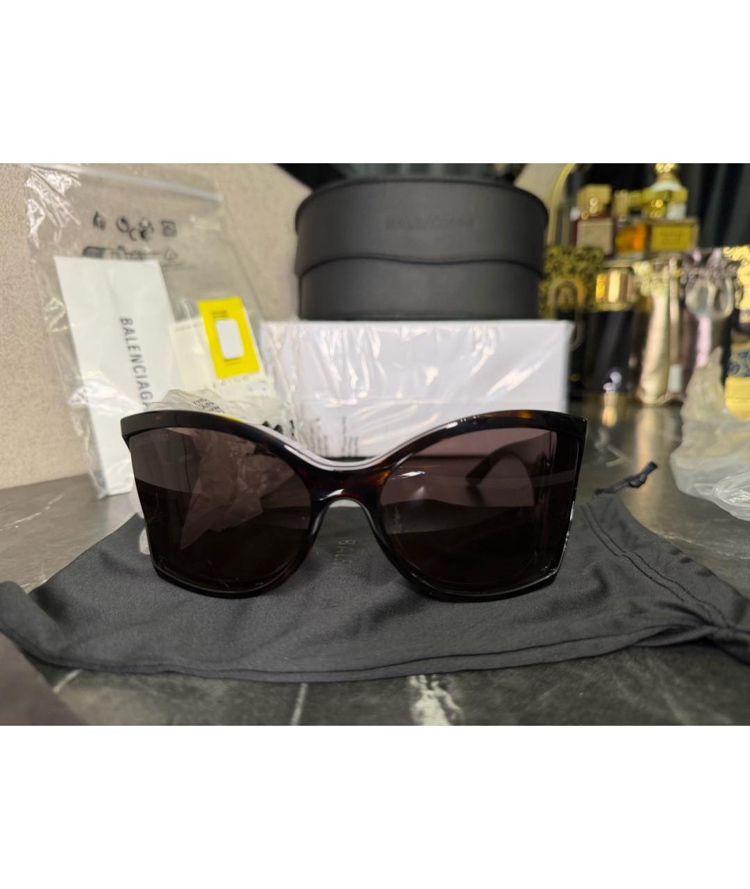 BALENCIAGA Коричневые пластиковые солнцезащитные очки, фото 6