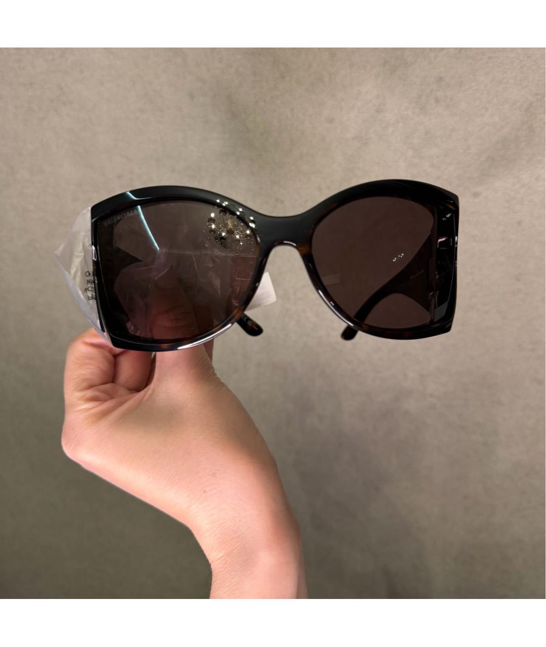 BALENCIAGA Коричневые пластиковые солнцезащитные очки, фото 7