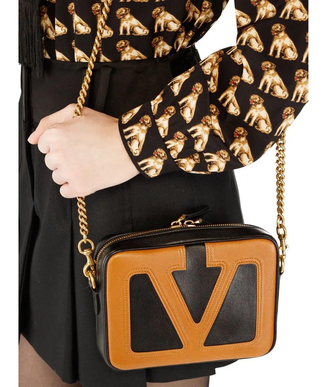 VALENTINO Коричневая кожаная сумка через плечо, фото 8