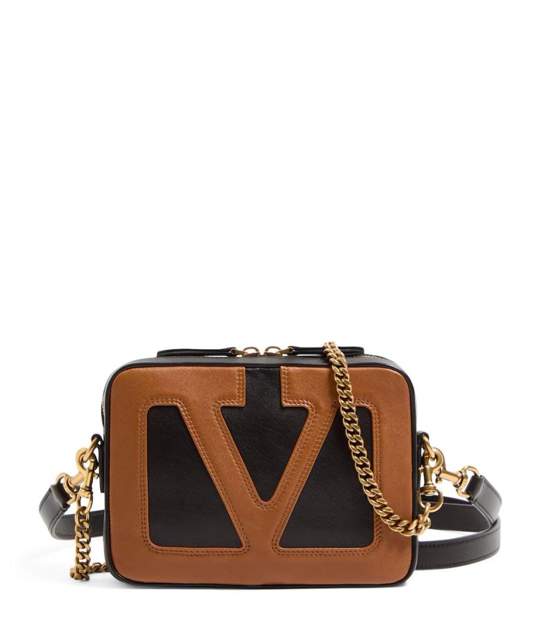 VALENTINO Коричневая кожаная сумка через плечо, фото 1