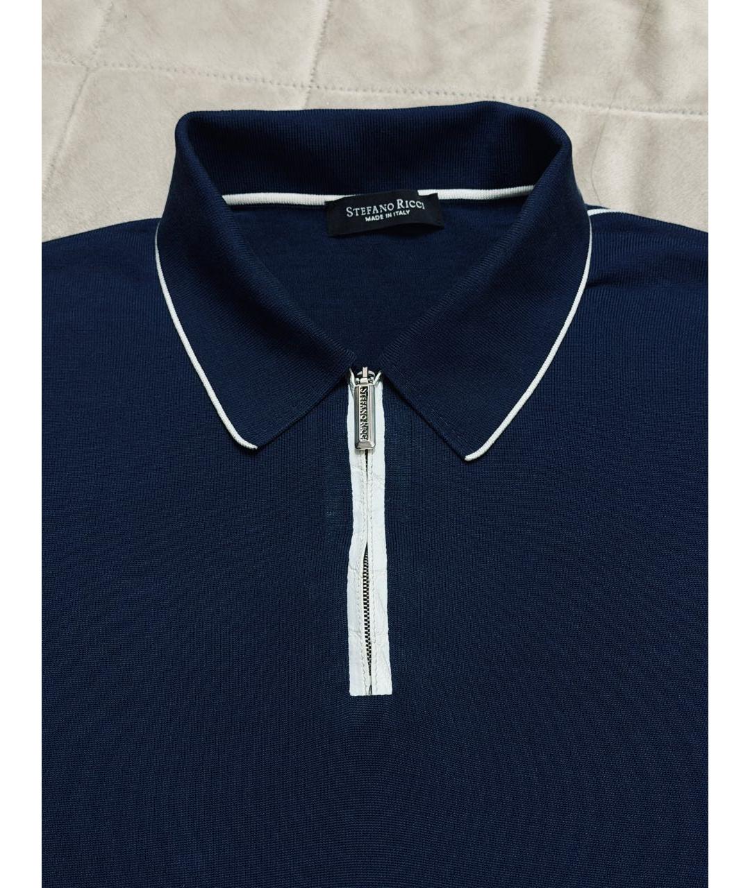STEFANO RICCI Синее поло с коротким рукавом, фото 4