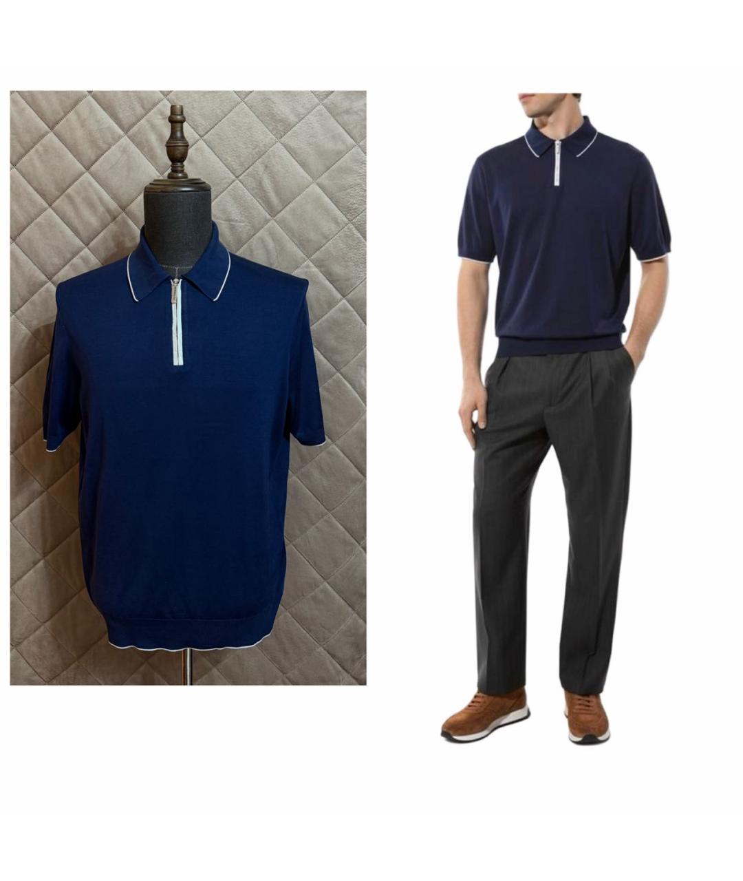 STEFANO RICCI Синее поло с коротким рукавом, фото 2