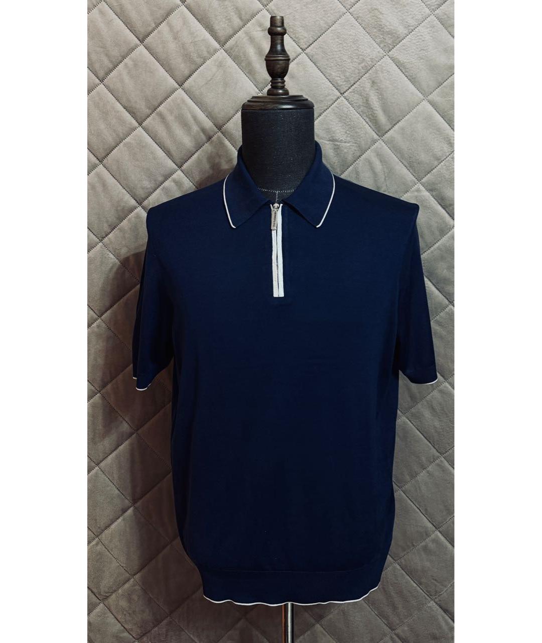 STEFANO RICCI Синее поло с коротким рукавом, фото 3