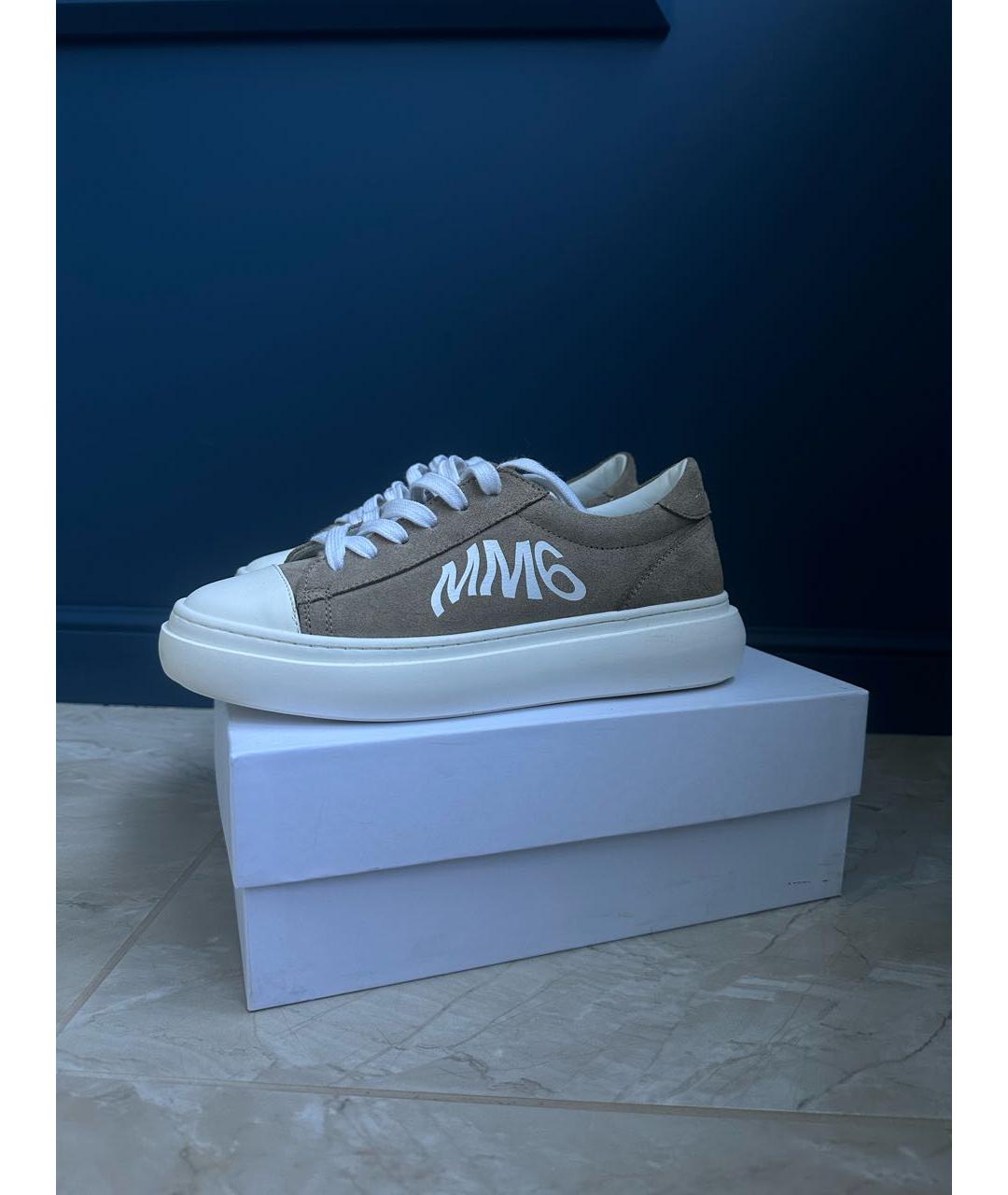 MM6 MAISON MARGIELA Бежевые замшевые кеды, фото 4