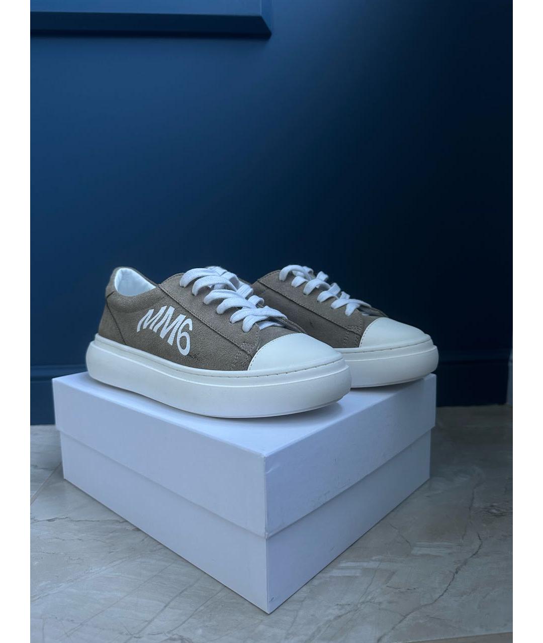 MM6 MAISON MARGIELA Бежевые замшевые кеды, фото 3