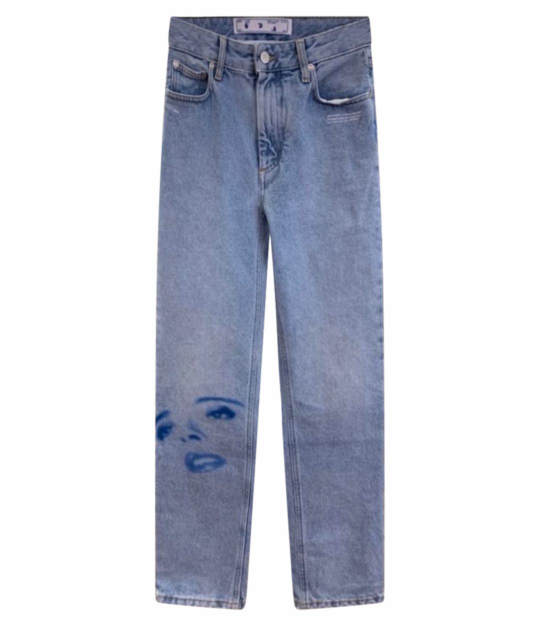 OFF-WHITE Голубые хлопковые прямые джинсы, фото 1