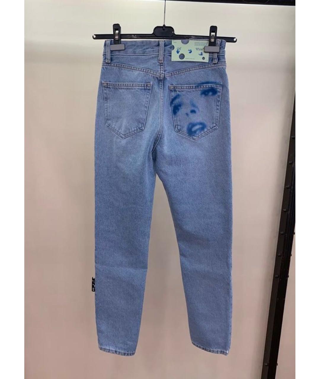 OFF-WHITE Голубые хлопковые прямые джинсы, фото 2
