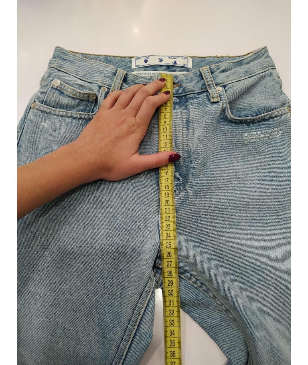 OFF-WHITE Голубые хлопковые прямые джинсы, фото 6