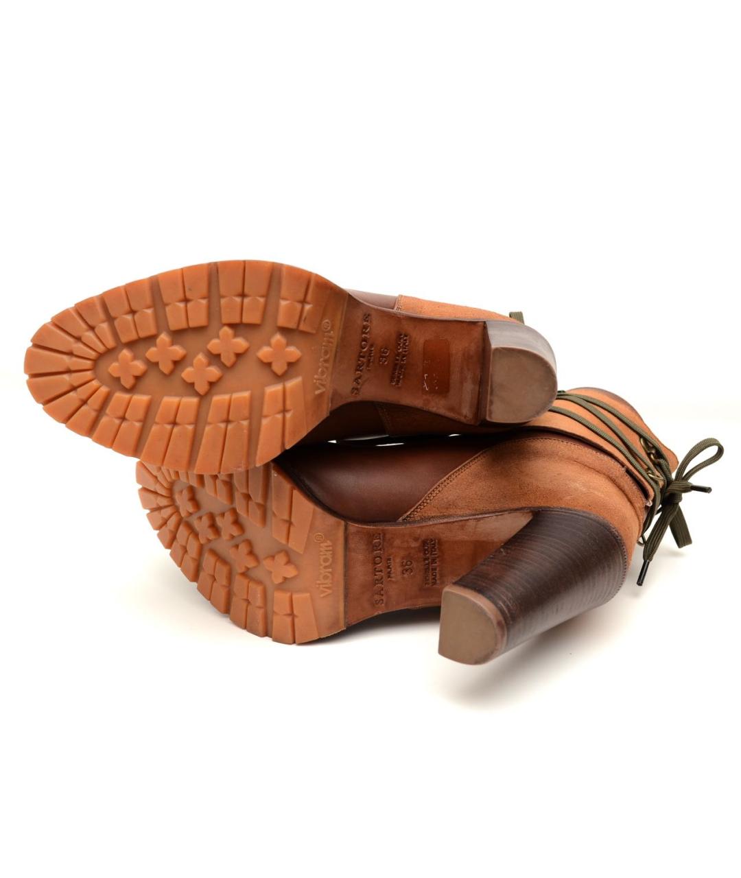 SARTORE Коричневые кожаные ботильоны, фото 4