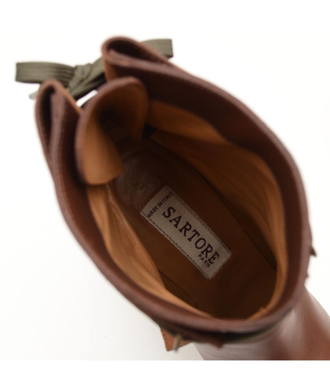 SARTORE Коричневые кожаные ботильоны, фото 6