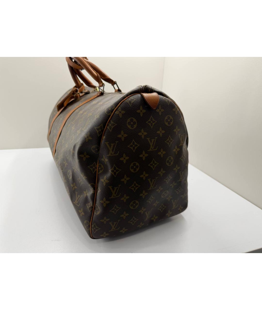 LOUIS VUITTON Коричневая кожаная дорожная/спортивная сумка, фото 5